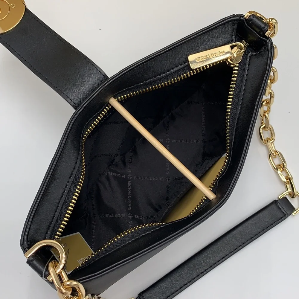 MICHAEL KORS Carmen Small Shoulder Pochette Bag Black NWT